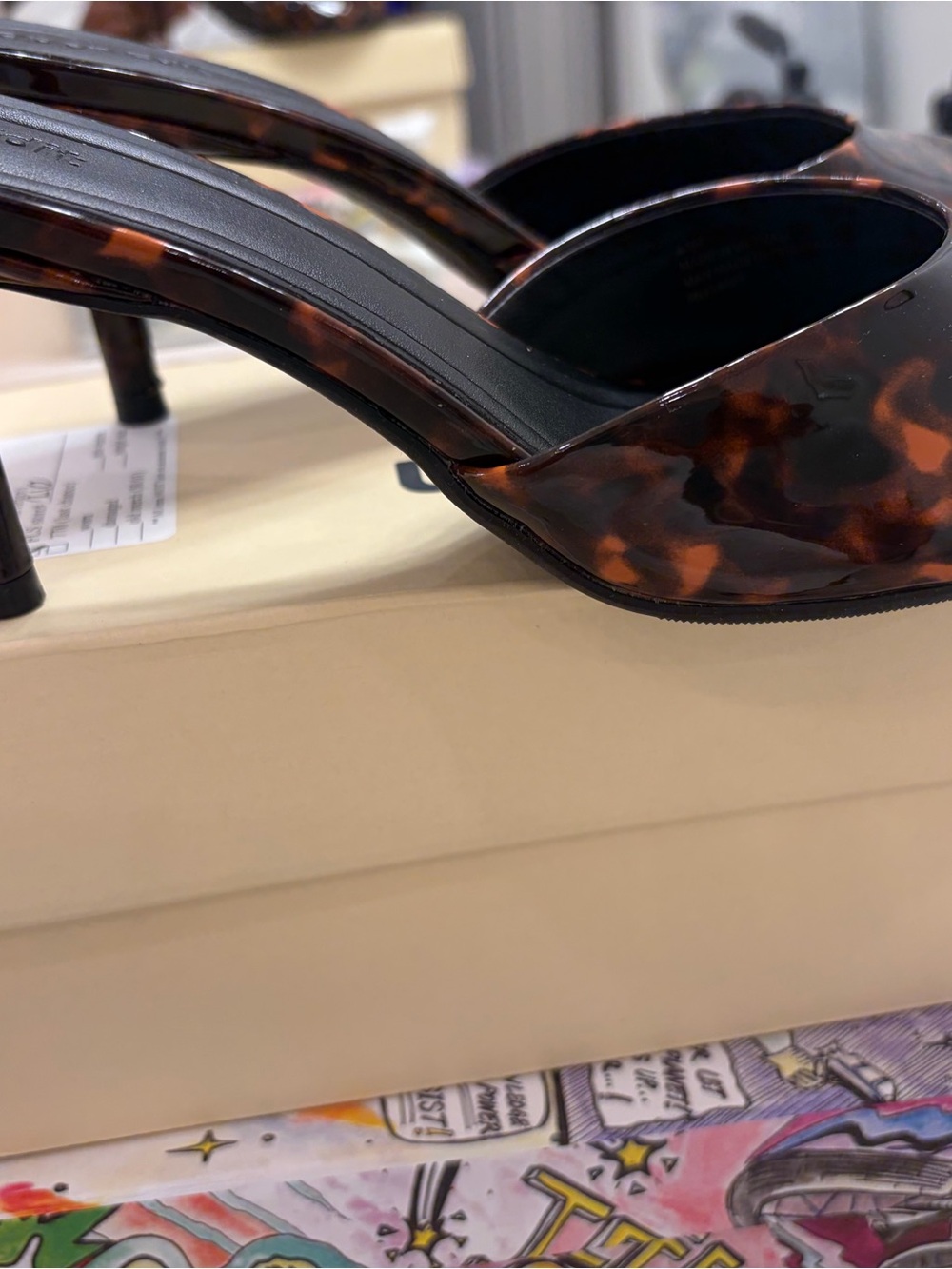 Tortoiseshell Open-Toe Heel Mules for Women